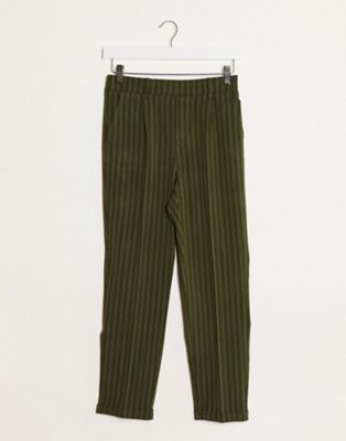 green striped jeans