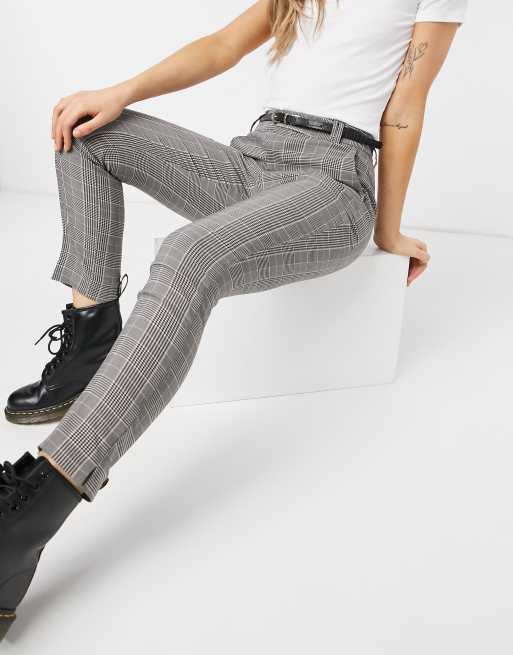 Stradivarius tailored pants in grey check ASOS