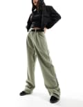 [Stradivarius] Stradivarius tailored pants with belt in khaki-Green 4 KHAKI