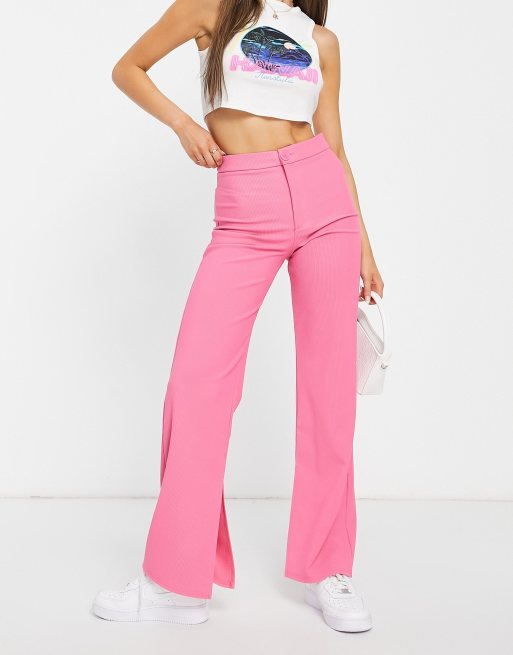 Stradivarius tailored pants with split hem in pink, 4 of 4