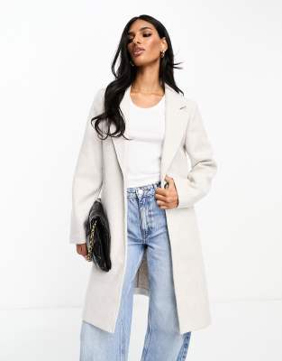 Stradivarius Stradivarius tailored pea coat in ecru-White