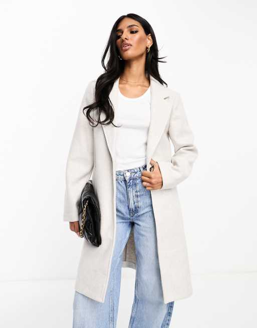 Stradivarius tailored pea coat in ecru ASOS