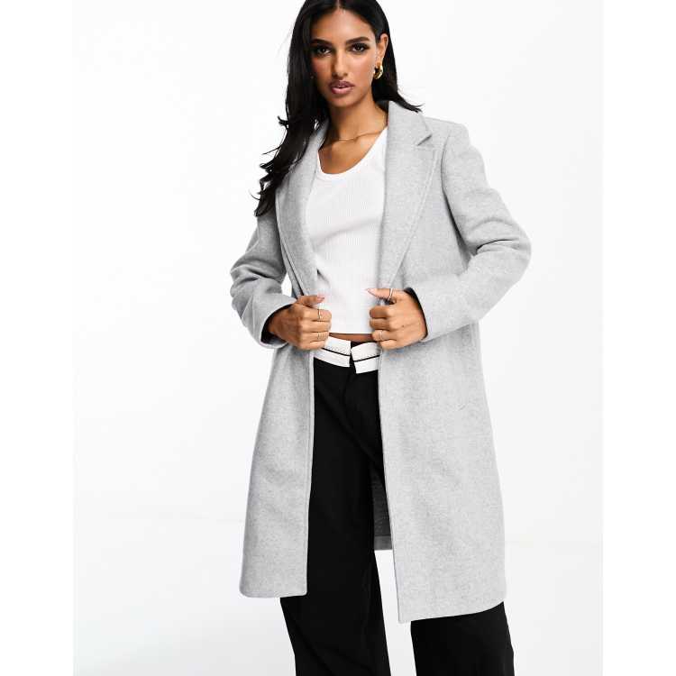 Long grey hot sale peacoat womens