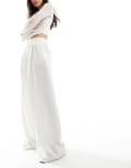 [Stradivarius] Stradivarius tailored pleated wide leg pants in ecru-White 4 Ecru