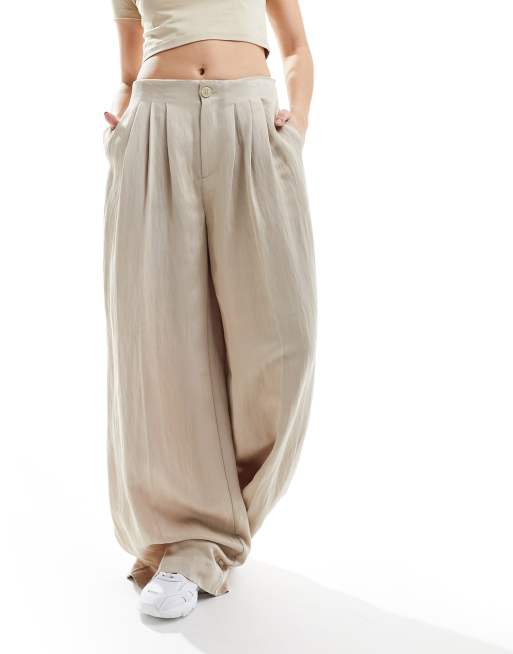 Caramel wide leg trousers sale