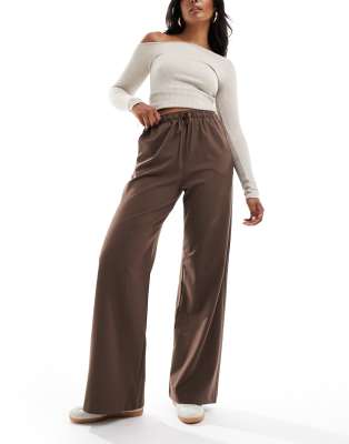 Stradivarius tailored pull-on pants in brown