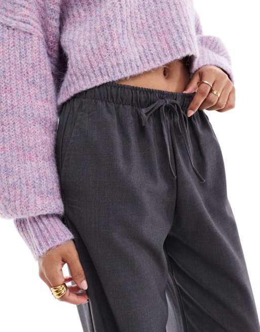 Stradivarius tailored pull-on pants in gray 