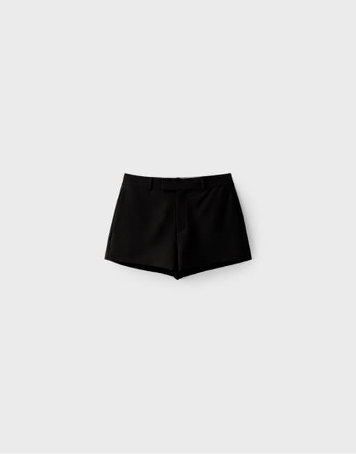 Stradivarius Tailored shorts with belt loops in black, 6 of 7