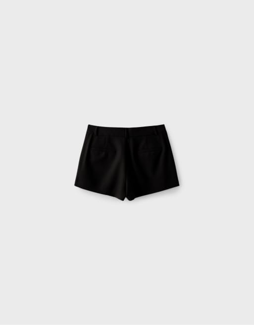 Stradivarius Tailored shorts with belt loops in black, 7 of 7
