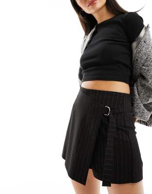 Black Pleated Tailored Skort