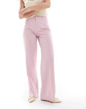 Bershka tie waist wide leg linen rich pants in sand
