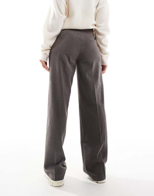 Stradivarius Tall tailored pull on pants in gray pinstripe