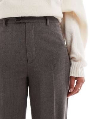 Stradivarius tailored adjustable waist pants in gray