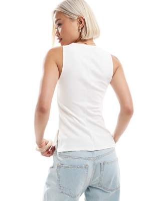stradivarius tailored top in white