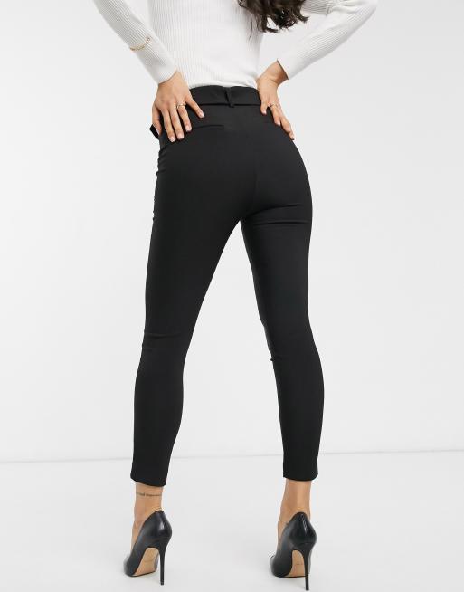 Stradivarius tailored trouser with belt in black