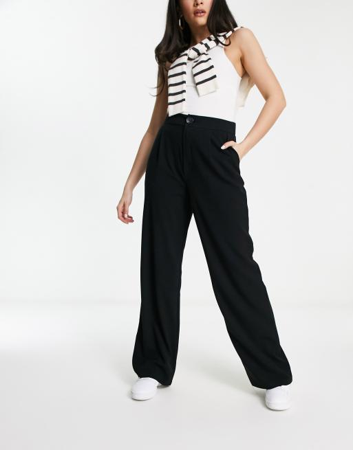 Reverse Waistband Tailored Wide Leg Pants