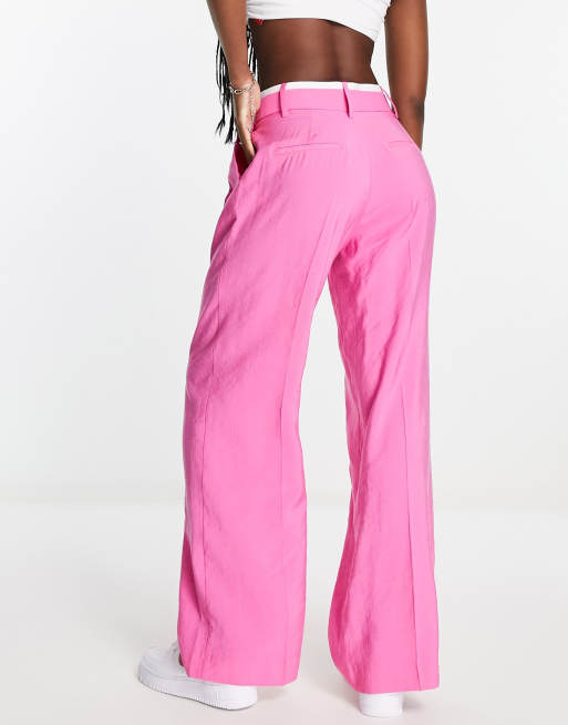 Stradivarius wide leg trouser in hot pink