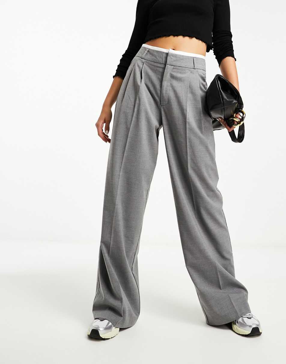 Stradivarius wide leg sweatpants in gray