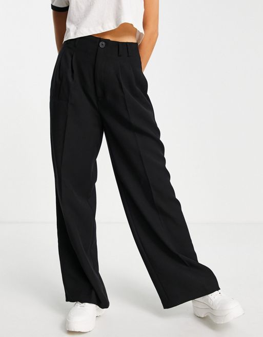 Buy Black Tailored Wide Leg Trousers from Next Luxembourg