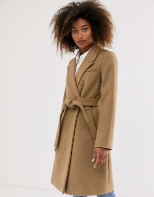 Stradivarius double breasted tailored coat in camel