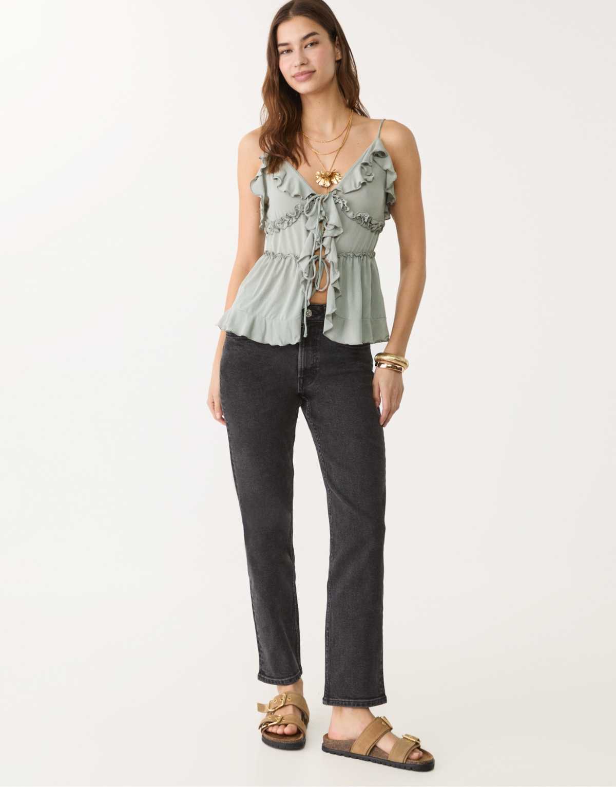 Stradivarius Tall 1465 slim-fit mom jeans in washed black