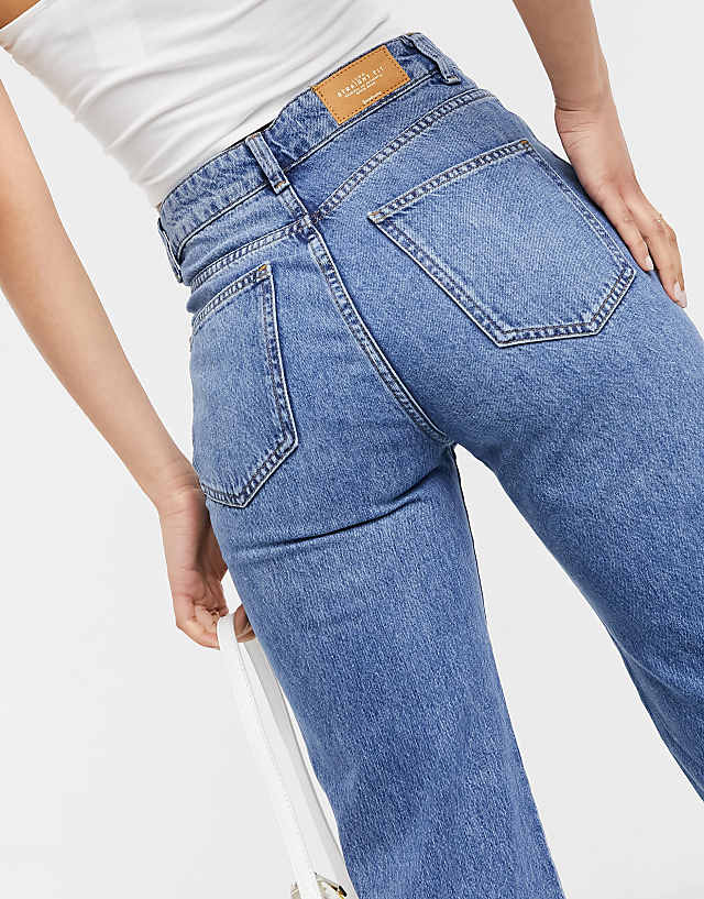 Stradivarius Tall 90s dad jean in medium blue