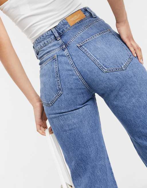 stradivarius stepped waist dad jean