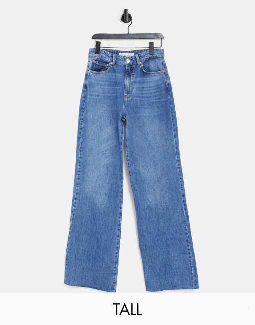 Stradivarius Tall 90s dad jean in medium blue | ASOS