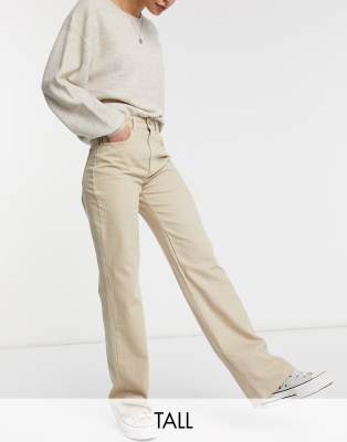 Stradivarius Petite 90s Dad Jean In Sand-neutral In Neutral