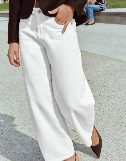 Stradivarius Tall Barrel-Fit-Jeans in Vanille, 4 von 7
