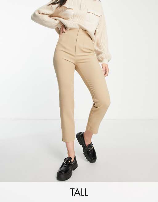 Stradivarius Tall - Beige skræddersyede slim-bukser