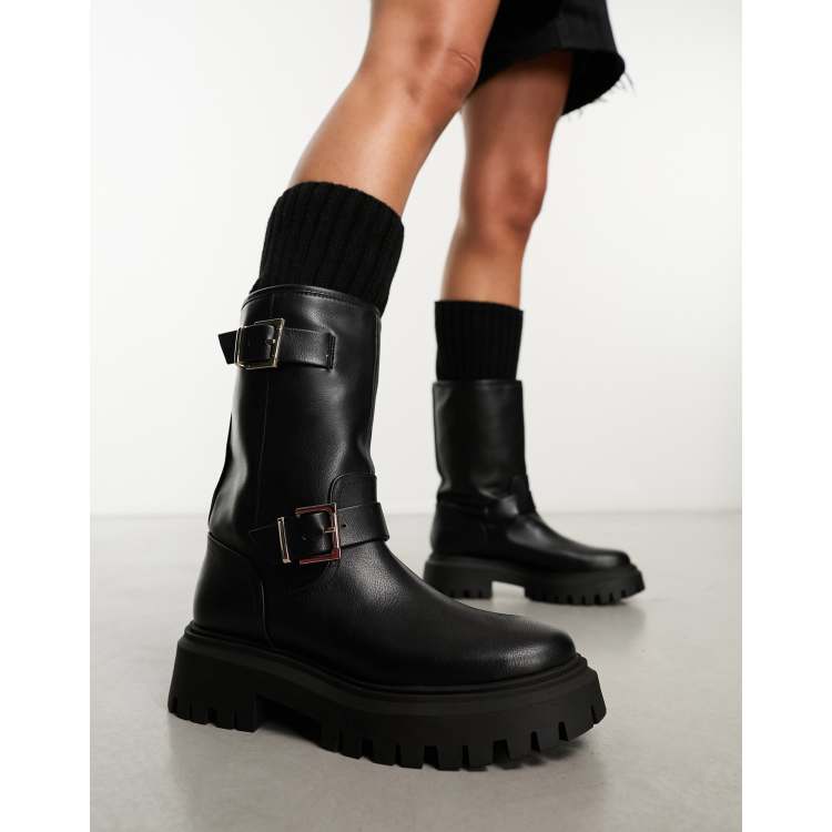 Tall black shop motorcycle boots