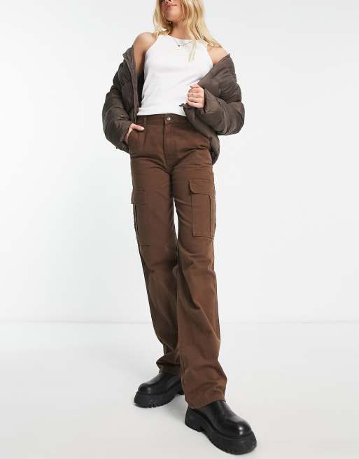 Stradivarius Tall – Blekbruna cargobyxor med raka ben, 4 av 4