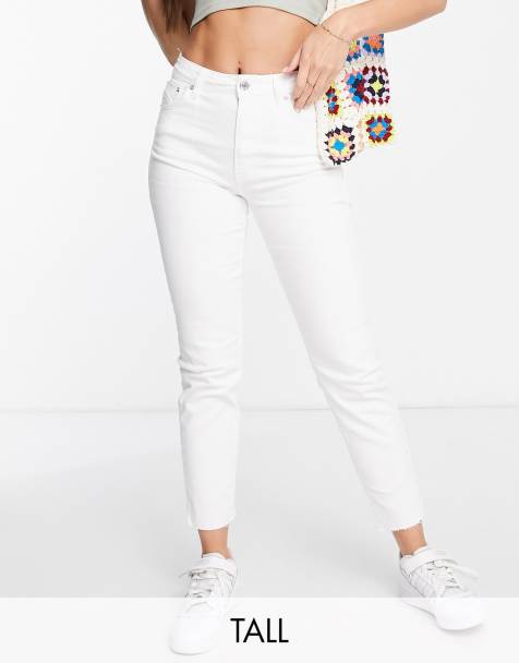 Stradivarius Tall cotton slim mom jean with stretch in ecru - view 1