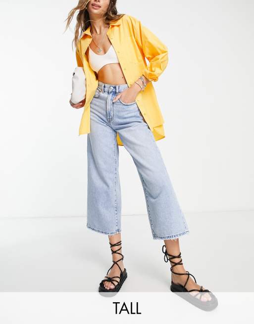 Stradivarius Tall cropped denim jean in light wash ASOS