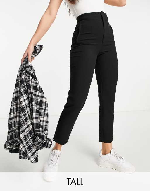 Stradivarius Tall – Czarne spodnie o dopasowanym kroju