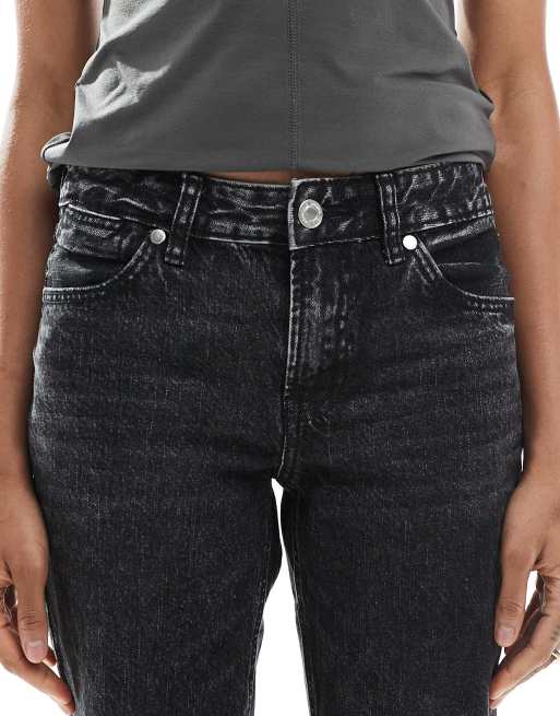 Stradivarius Tall – D03 – Straight Jeans in schwarzer Waschung mit niedrigem Bund, 5 von 5