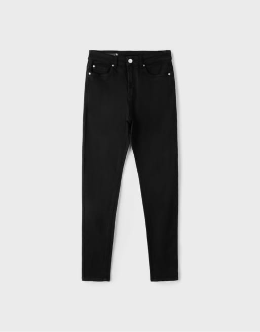 Stradivarius Tall d07 regular waist skinny jeans in black, 6 of 7