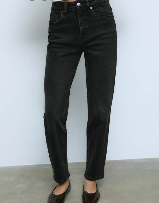 Stradivarius Tall – d14 – Schmale Comfort-Fit-Jeans in schwarzer Denim-Waschung, 2 von 4