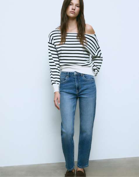 Stradivarius Tall - D14 - Smalle jeans met comfortabele pasvorm in medium lichtblauw denim - view 1