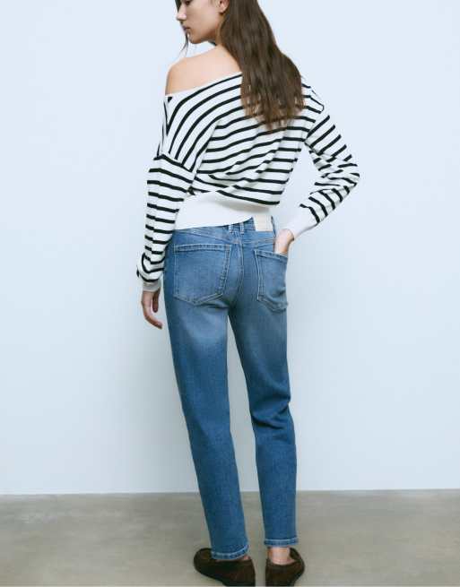 Stradivarius Tall - D14 - Smalle jeans met comfortabele pasvorm in medium lichtblauw denim, 2 van 4
