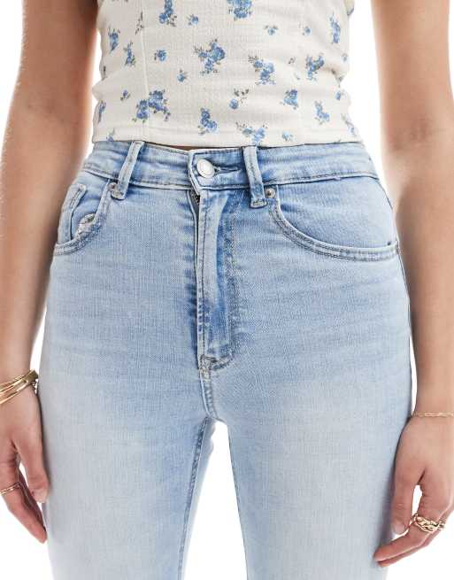 Stradivarius Tall D74 flare slit jeans in light wash