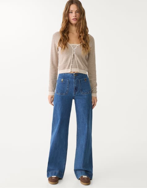 Stradivarius Tall - D77 - Jean minimaliste surteint avec poches - Bleu - view 1