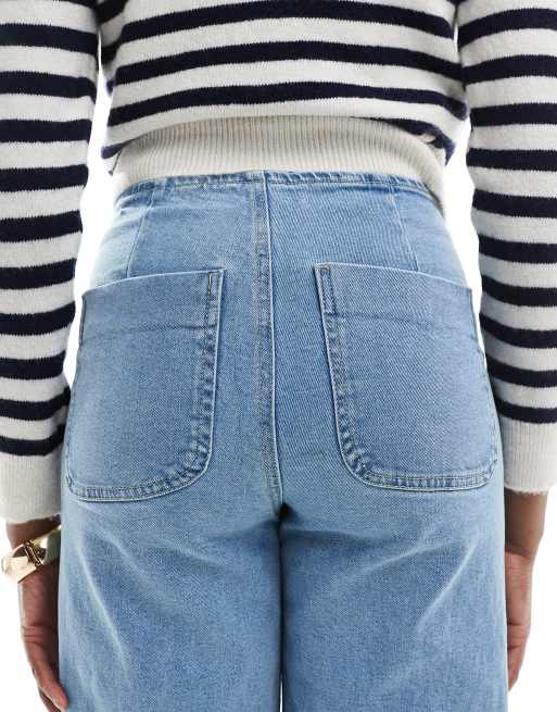 Stradivarius Tall d77 minimalist jeans with pockets in light blue, 4 of 5