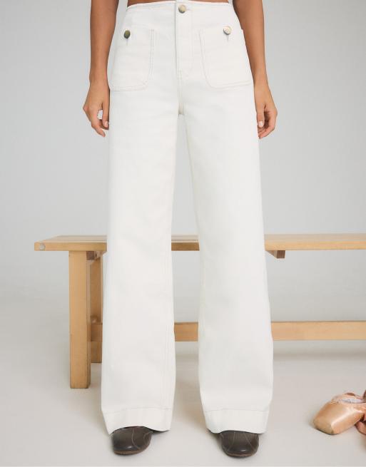 Stradivarius Tall d77 minimalistiske jeans med lommer i vanilje, 2 af 7