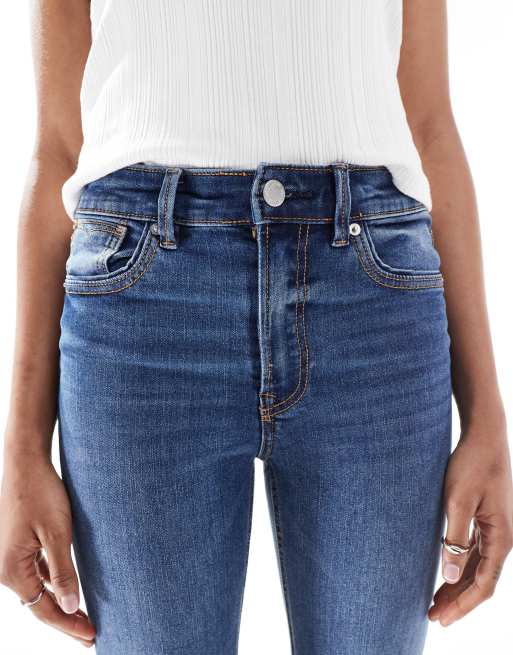 Stradivarius Tall - D78 - Cropped flared jeans in medium blauw, 5 van 5
