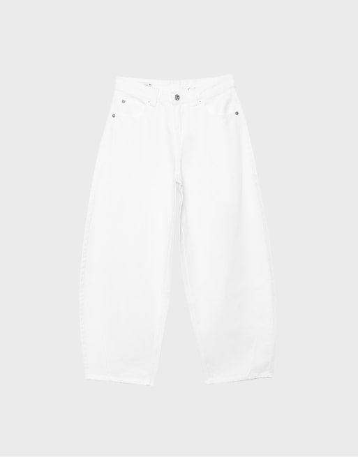 Stradivarius Tall d80 Barrel-Fit-Jeans in Weiß, 6 von 7