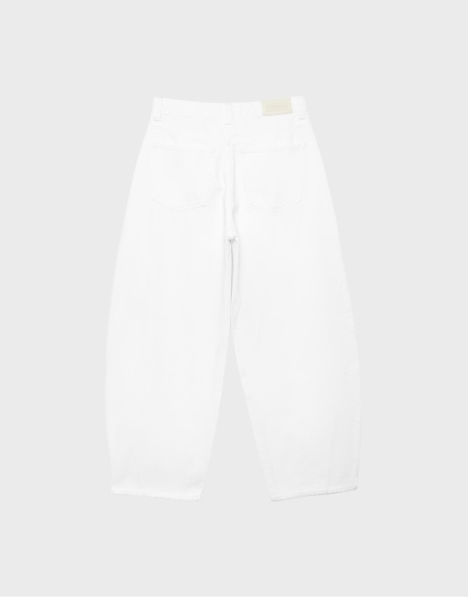 Stradivarius Tall d80 Barrel-Fit-Jeans in Weiß, 7 von 7