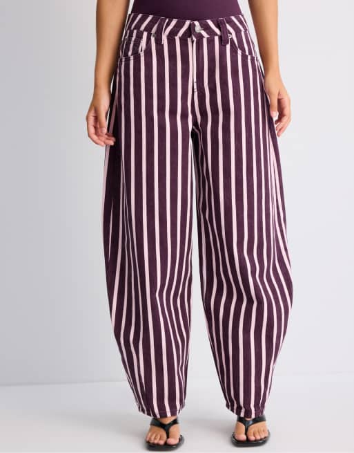 Stradivarius Tall d80 barrel jeans in purple, 2 of 7