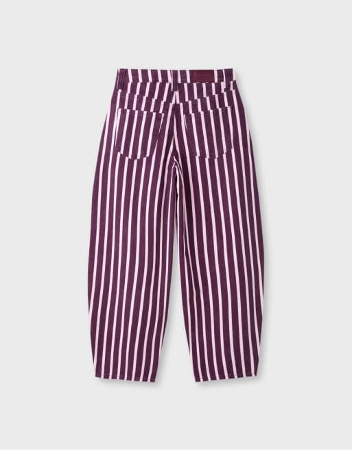 Stradivarius Tall d80 barrel jeans in purple, 7 of 7